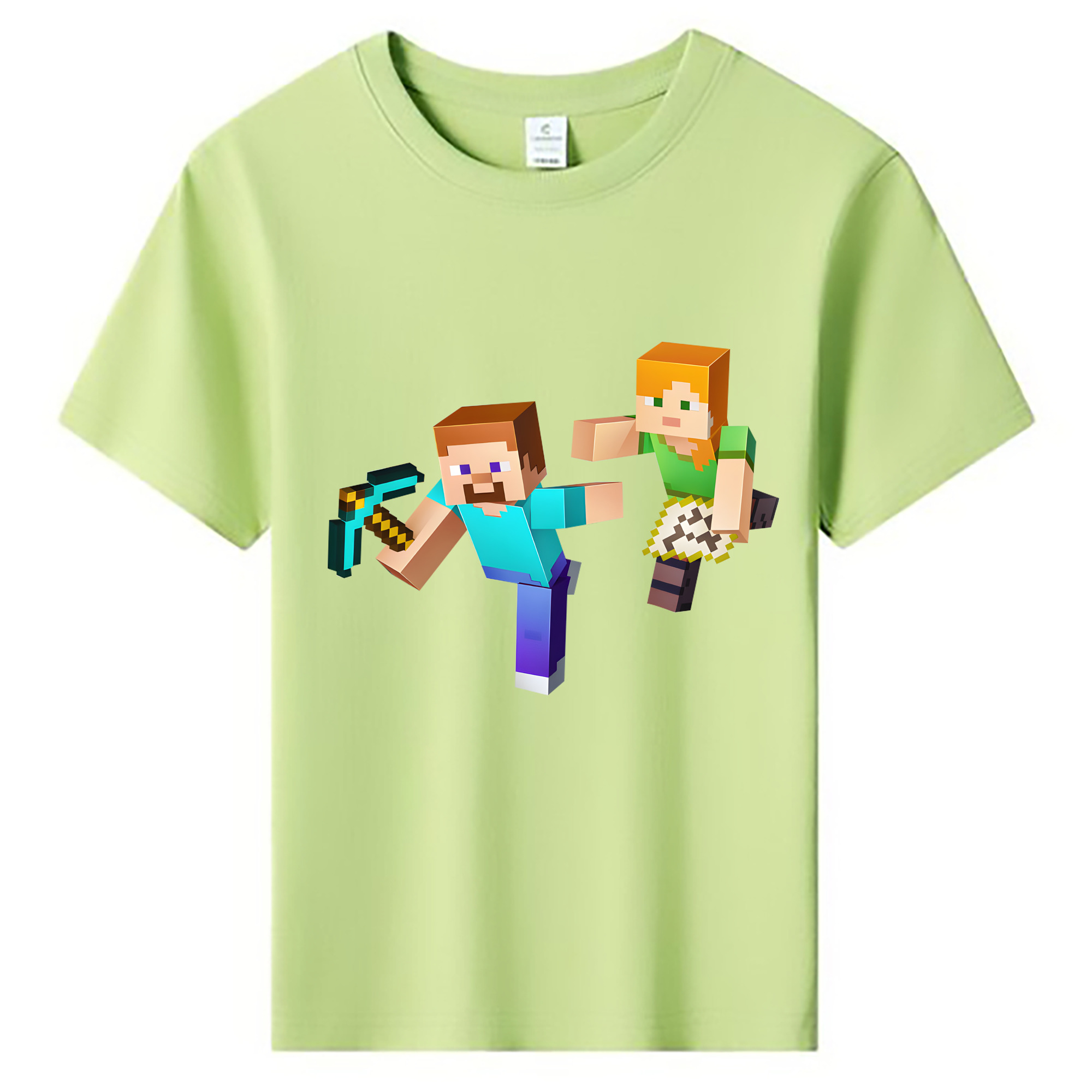 （画像用） マインクラフト ブロックの世界 Minecraft MC Block world 綿100％キッズTシャツ（フロントプリント）